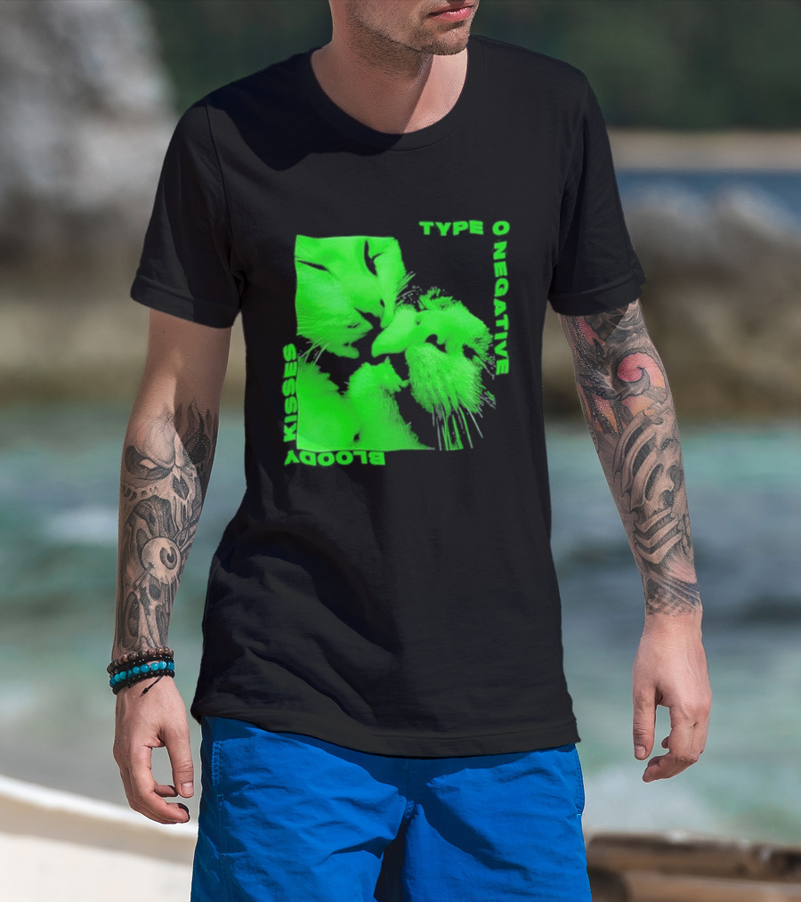 Type O Negative Cat Kissing Kisses Bloody T-Shirt