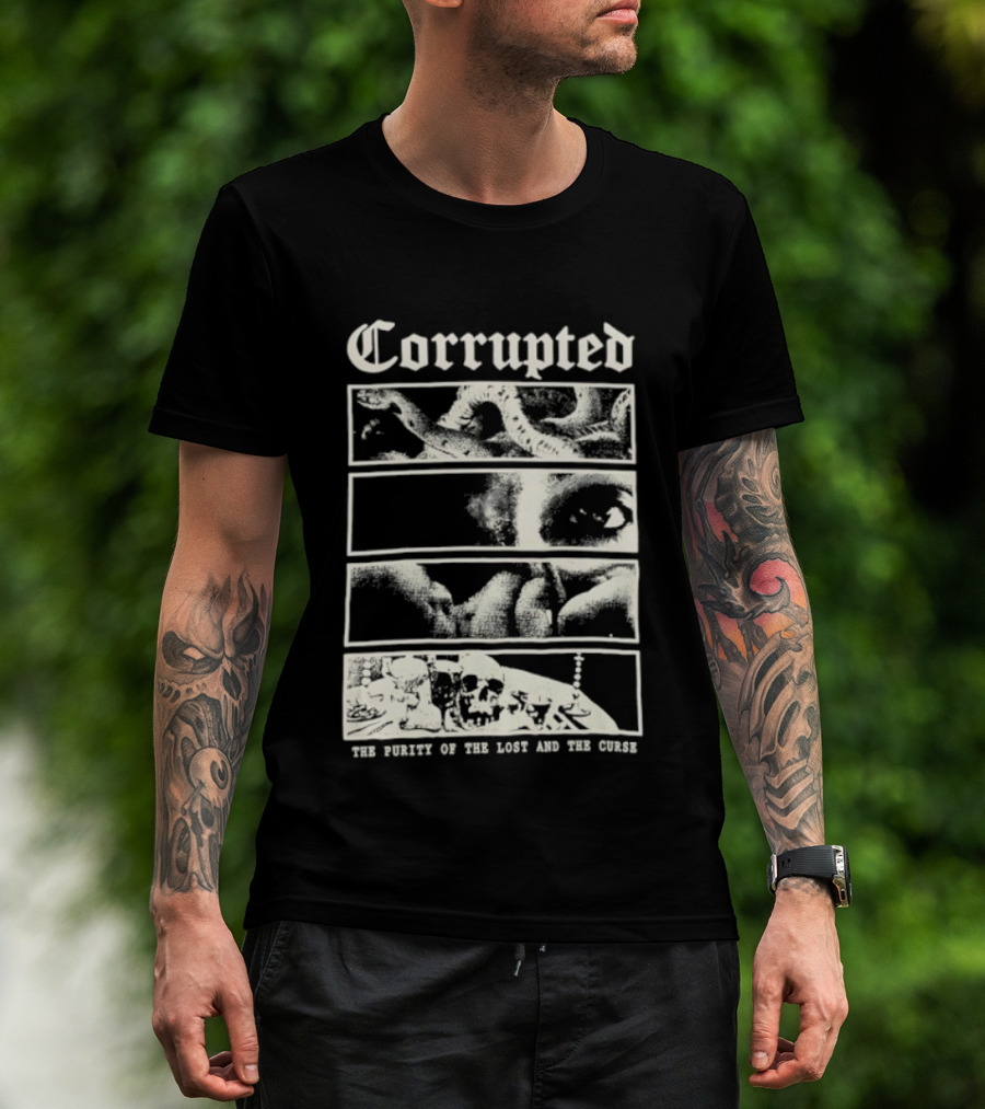 Corrupted The Purity Of The Lost And The Curse Eerie Monochrome Eye Panels T-Shirt