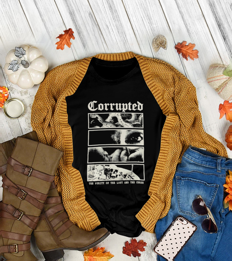 Corrupted The Purity Of The Lost And The Curse Eerie Monochrome Eye Panels T-Shirt