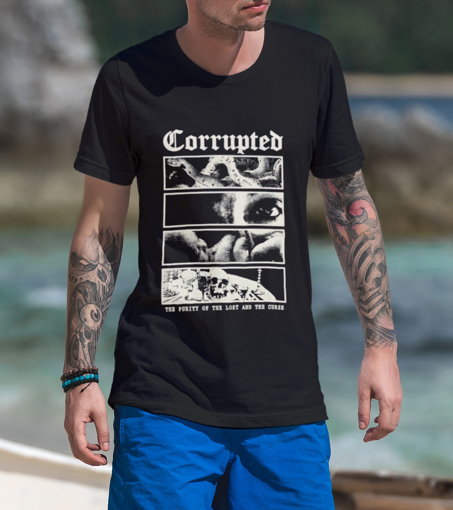 Corrupted The Purity Of The Lost And The Curse Eerie Monochrome Eye Panels T-Shirt