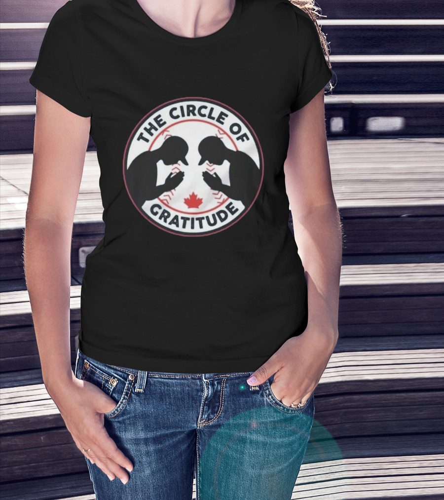 The Circle Of Gratitude Baseball Silhouette Emblem With Maple Leaf T-Shirt