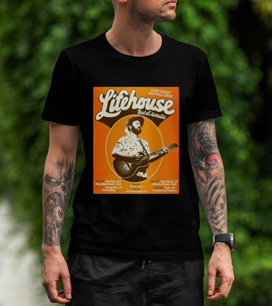 Lifehouse Best Of Acoustic East Coast Run Fall Tour 2026 Boston Hartford Kingston NYC T-Shirt