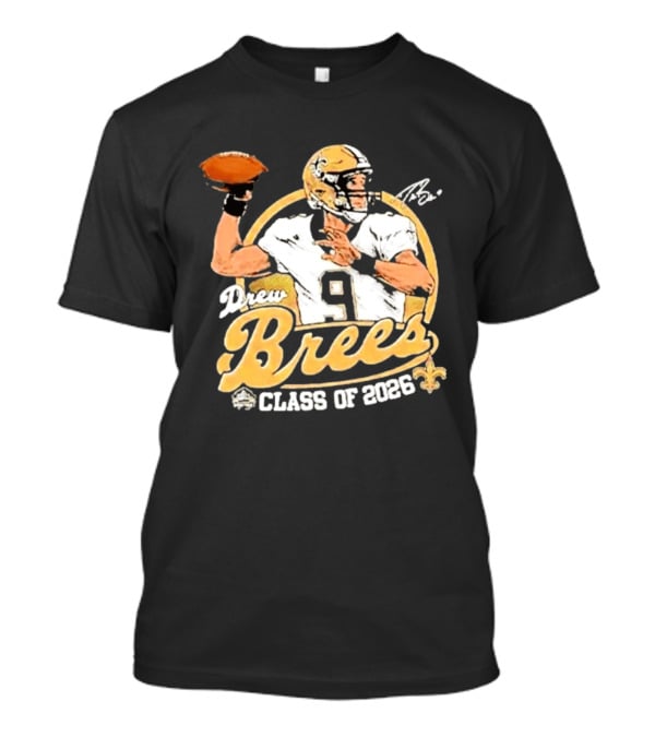 Drew Brees Class Of 2026 Vintage Football Quarterback Tribute NFL Fandom T-Shirt