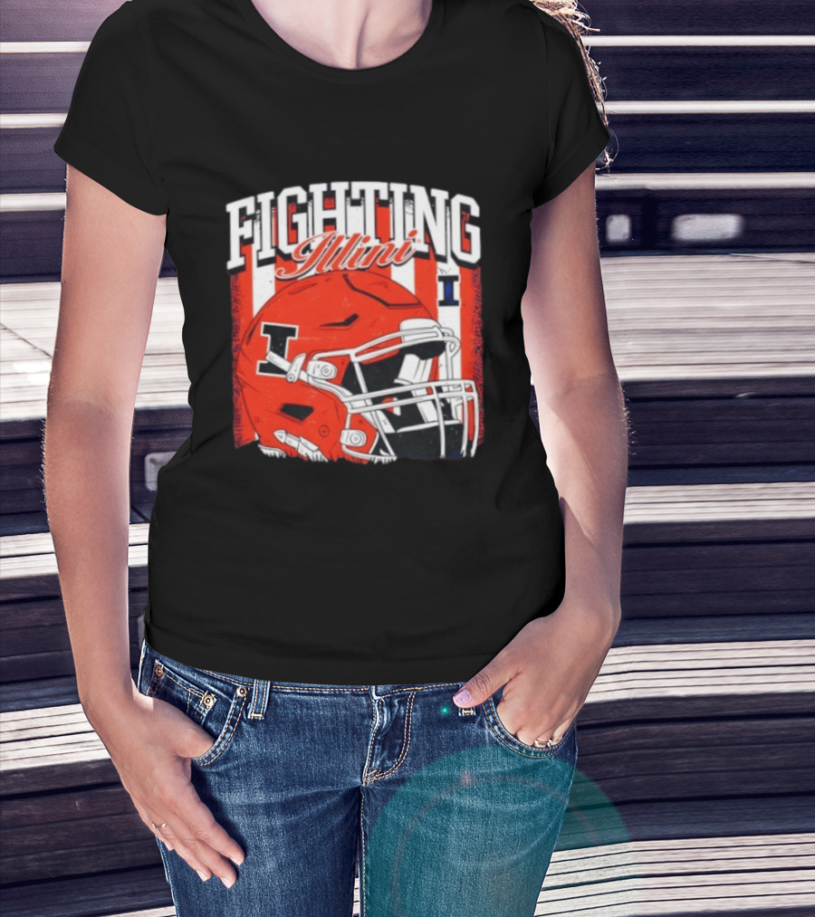 Fighting Illini NCAA Football Illinois Helmet T-Shirt
