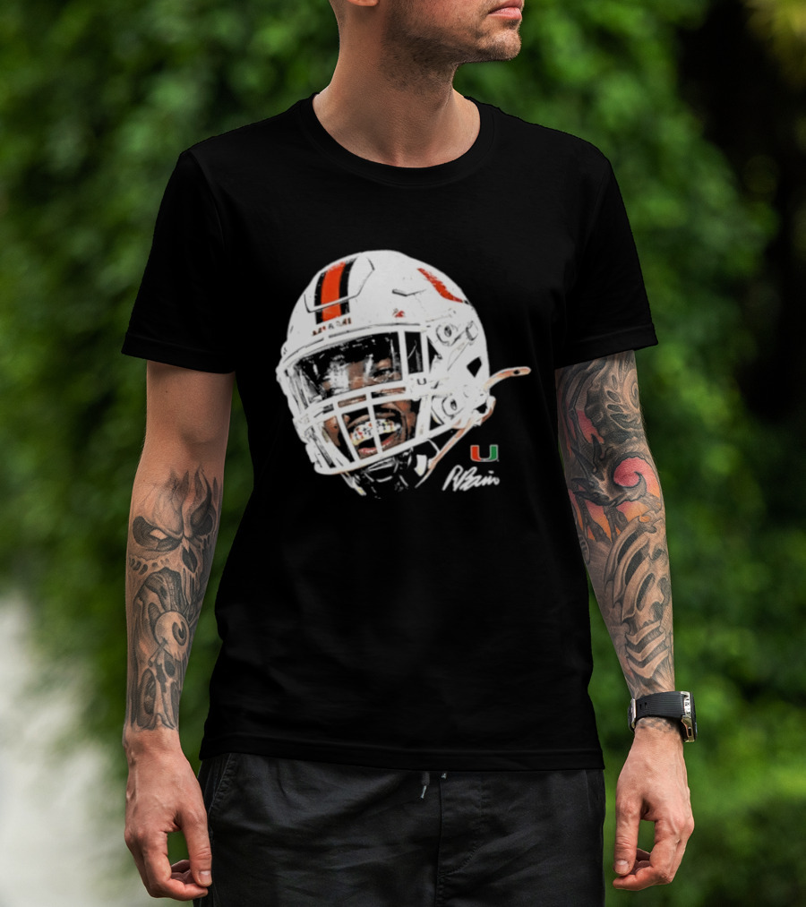 Miami Hurricanes Rueben Bain Jr. Game Face Helmet NCAA Football U T-Shirt
