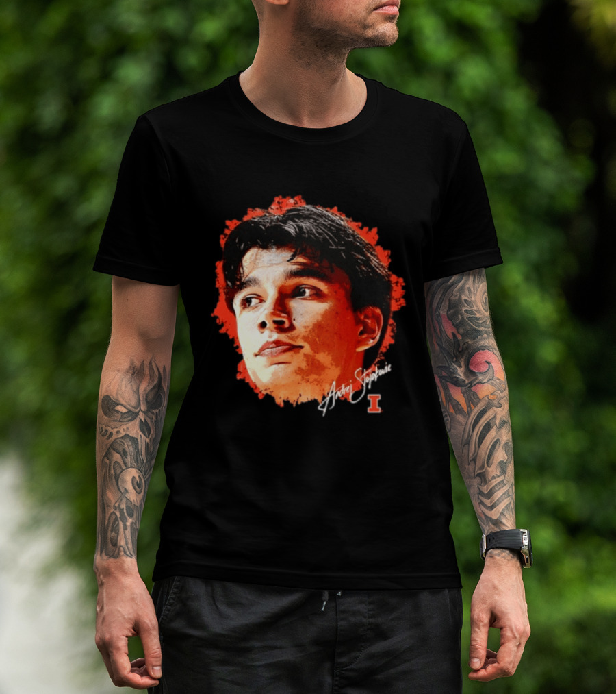 Illinois Fighting Illini Andrej Stojakovic NCAA Men's Basketball Game Face T-Shirt
