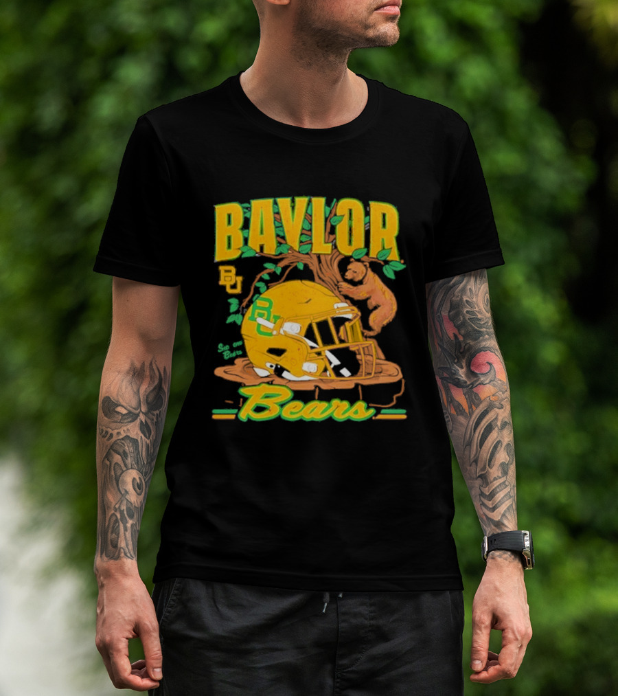 Baylor Bears Football Helmet With Bears And Trees T-Shirt