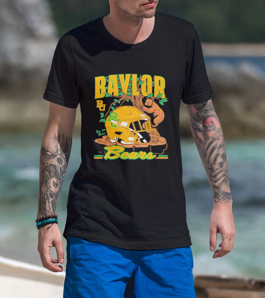 Baylor Bears Football Helmet With Bears And Trees T-Shirt