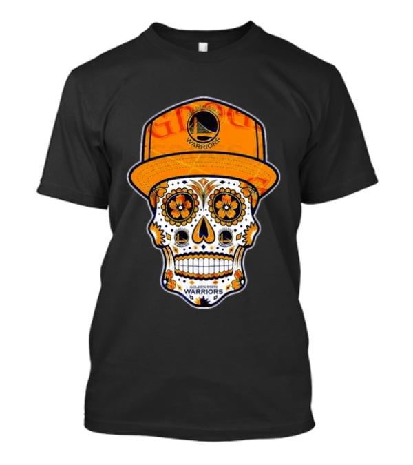 Golden State Warriors Sugar Skull Día De Muertos Cap And Floral T-Shirt