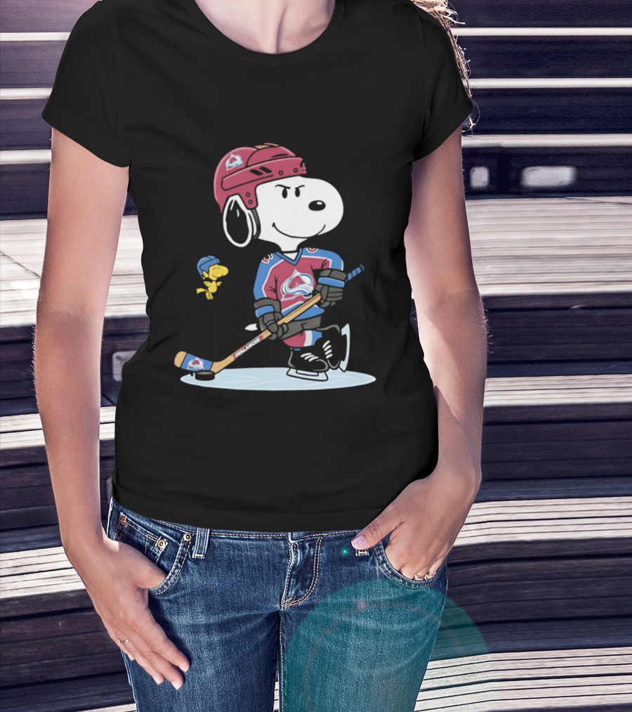 Snoopy Woodstock Colorado Avalanche NHL Hockey Peanuts Collaboration T-Shirt