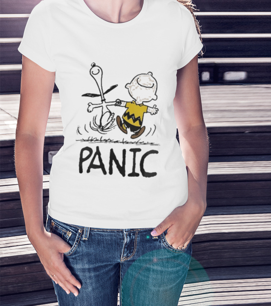 Charlie Brown Snoopy Panic Sometimes A Dog Is As Good As Any Man Peanuts Comic Strip Fun T-Shirt