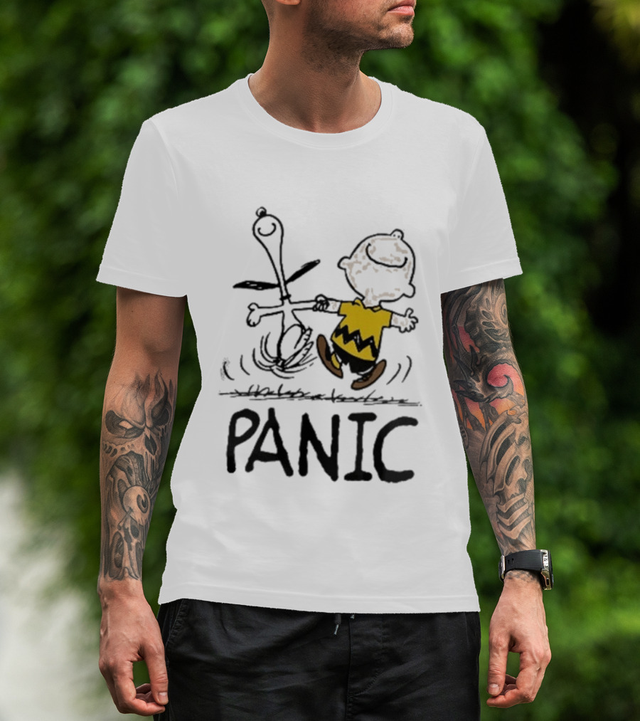 Charlie Brown Snoopy Panic Sometimes A Dog Is As Good As Any Man Peanuts Comic Strip Fun T-Shirt