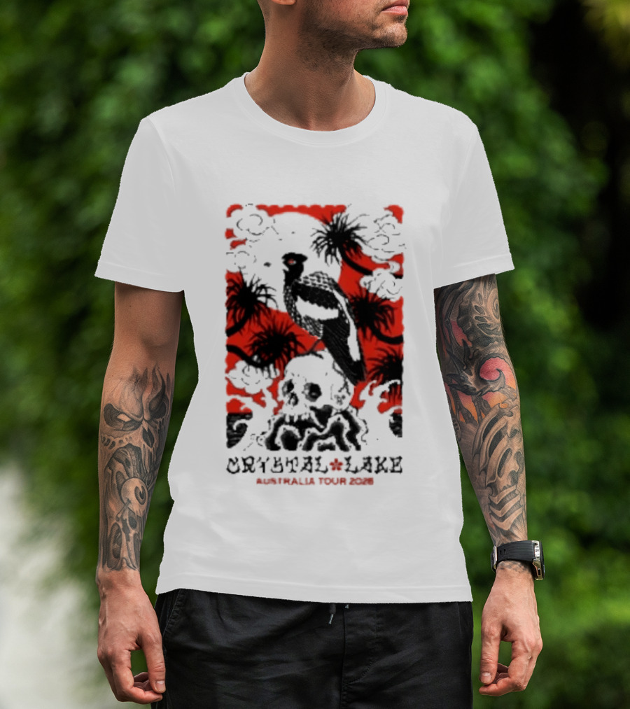 Crystal Lake Australia Tour 2026 Bird Skull Tropical T-Shirt