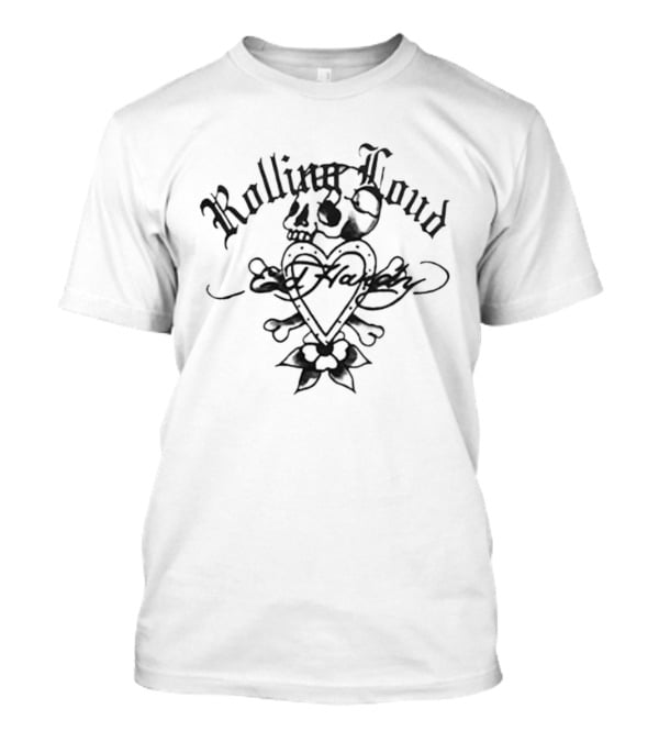 Ed Hardy X Rolling Loud Festival 2026 Sacred Heart Skulls Roses Tattoo T-Shirt