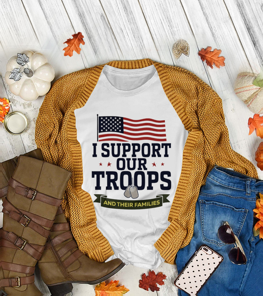 Support Our Troops and Their Families American Flag T-Shirt