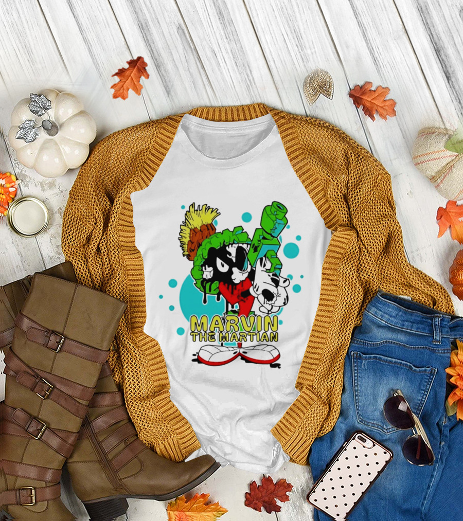 Marvin the Martian Retro Cartoon Character with Ray Gun T-Shirt