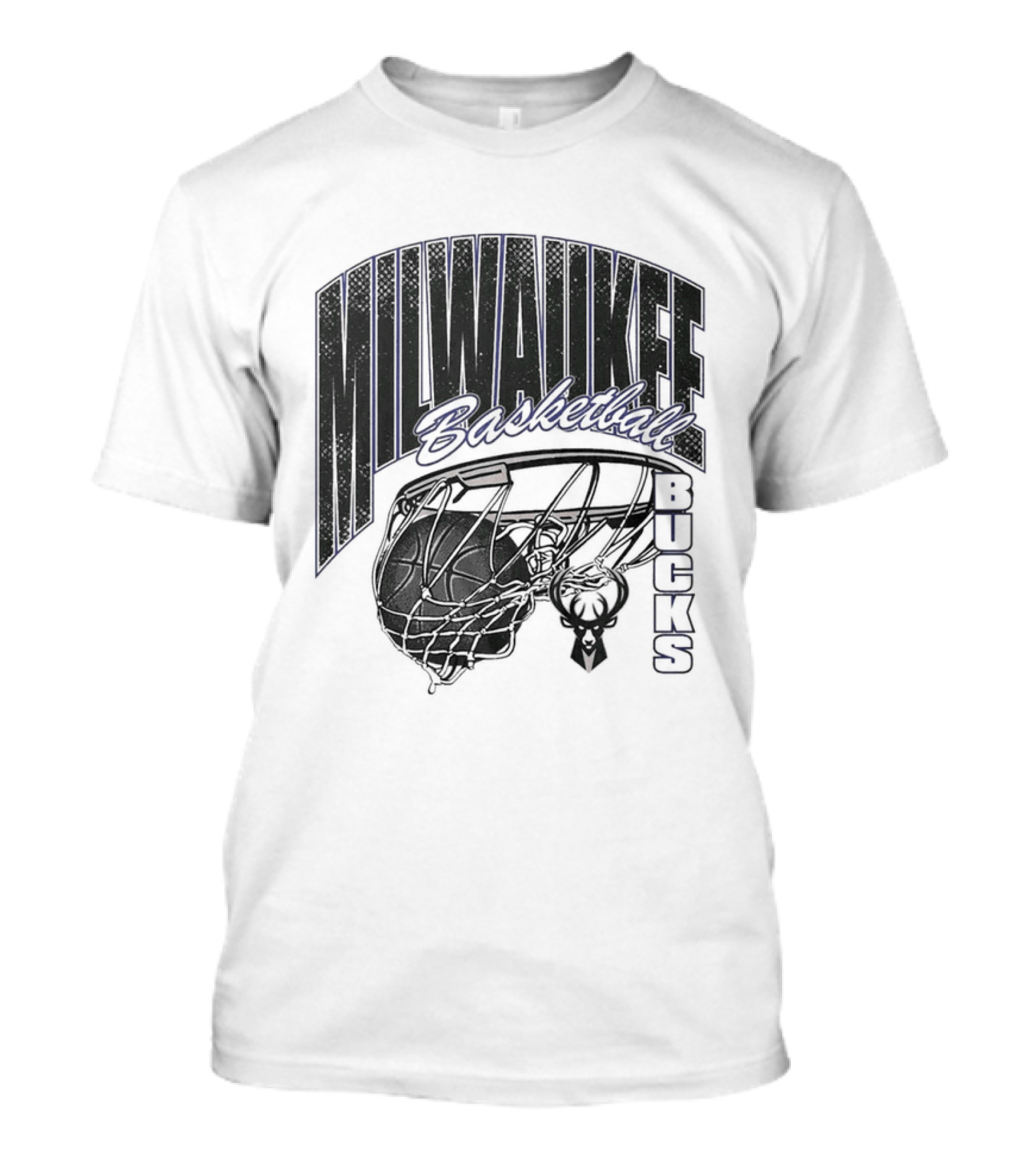 Milwaukee Bucks Basketball Swish Deer Hoop T-Shirt