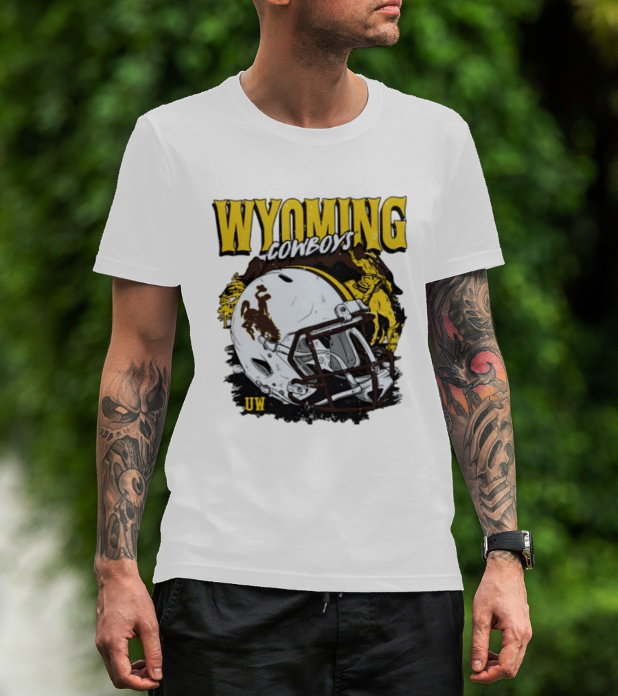 Wyoming Cowboys UW Football Helmet NCAA T-Shirt