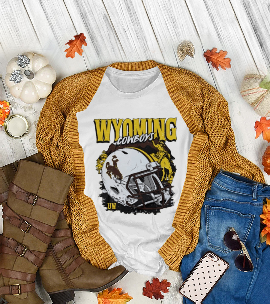 Wyoming Cowboys UW Football Helmet NCAA T-Shirt