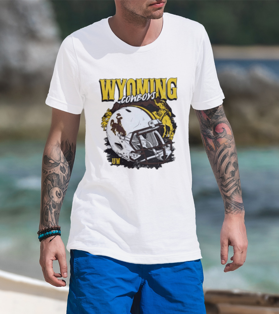 Wyoming Cowboys UW Football Helmet NCAA T-Shirt