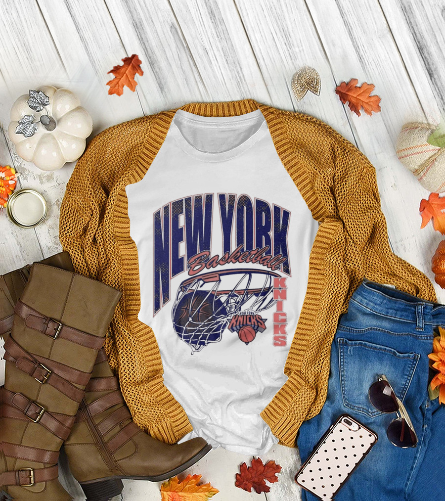 New York Basketball Knicks Net and Ball Swish T-Shirt