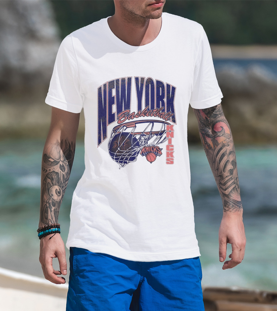 New York Basketball Knicks Net And Ball Swish T-Shirt