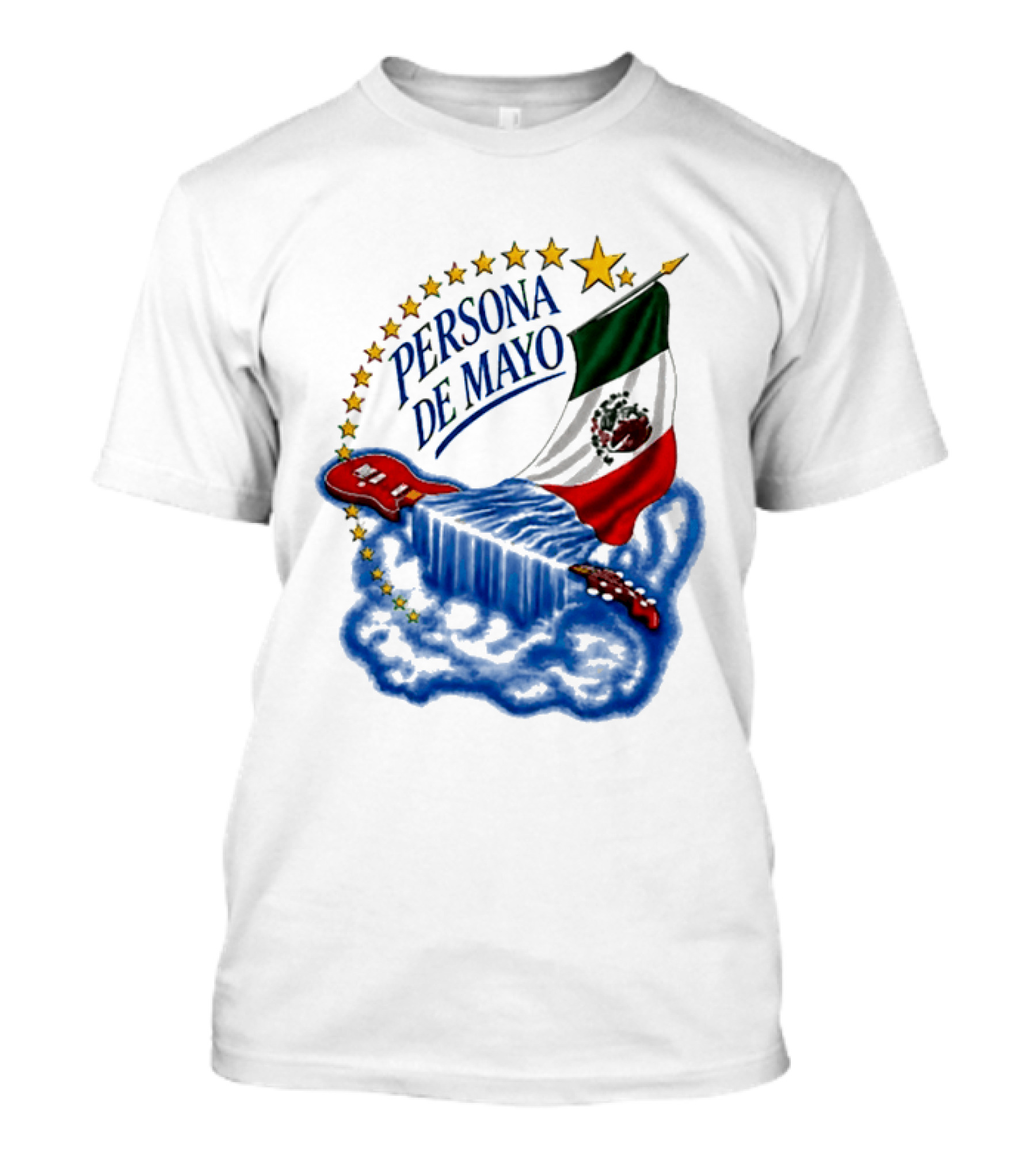 Persona De Mayo Mexican Flag Guitar Star Celebration T-Shirt