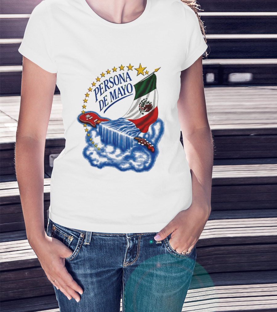 Persona De Mayo Mexican Flag Guitar Star Celebration T-Shirt