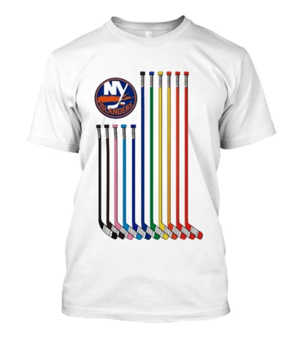 NY Islanders Rainbow Pride Night Hockey Sticks T-Shirt