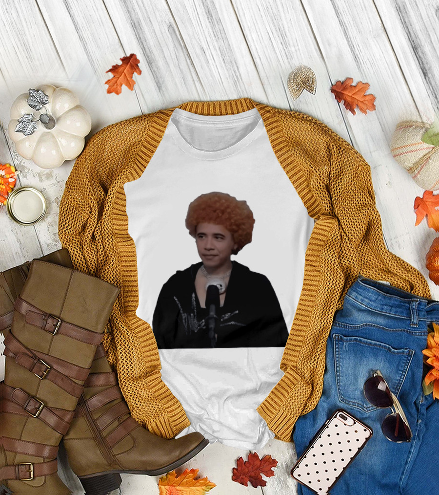 Obama Spice Meme Satirical Icon with Afro Wig T-Shirt