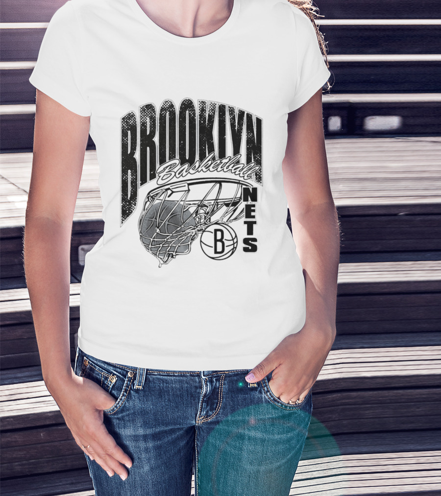 Brooklyn Basketball Nets Swish Ball Script T-Shirt