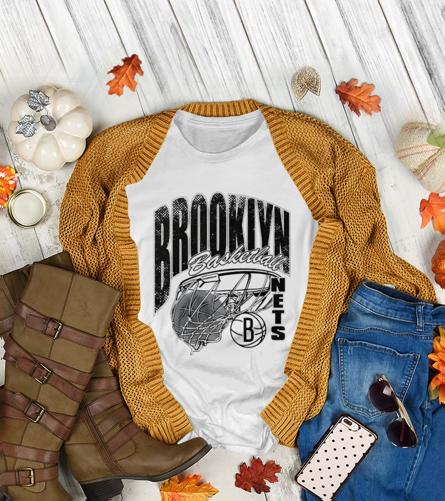 Brooklyn Basketball Nets Swish Ball Script T-Shirt