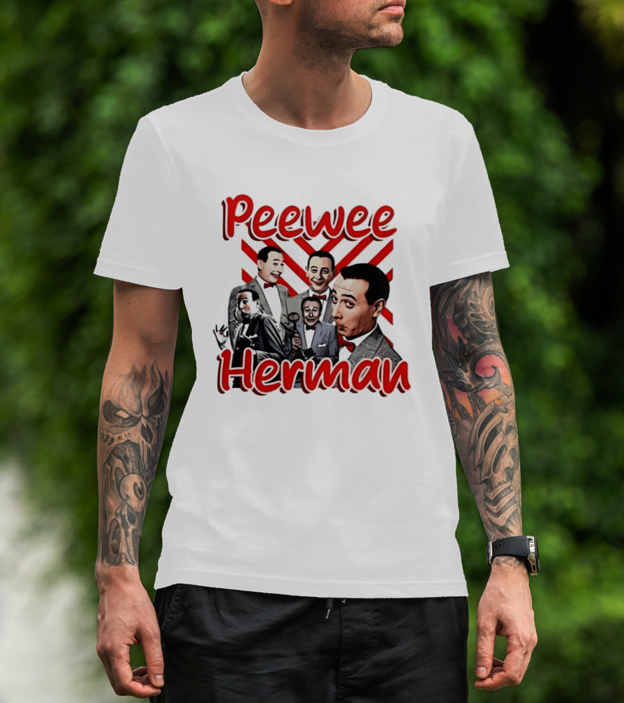 Peewee Herman Iconic Characters Collage Red And Black T-Shirt