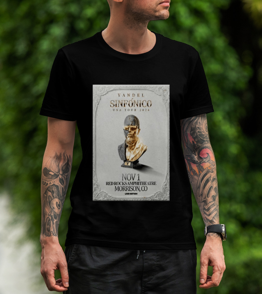 Yandel Sinfónico USA Tour 2026 Nov 1 Red Rocks Amphitheatre Morrison CO Live Nation T-Shirt