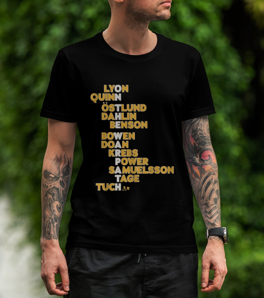 Buffalo Hockey On The Warpath Lyon Quinn Östlund Dahlin Benson Buffalo 2026 T-Shirt
