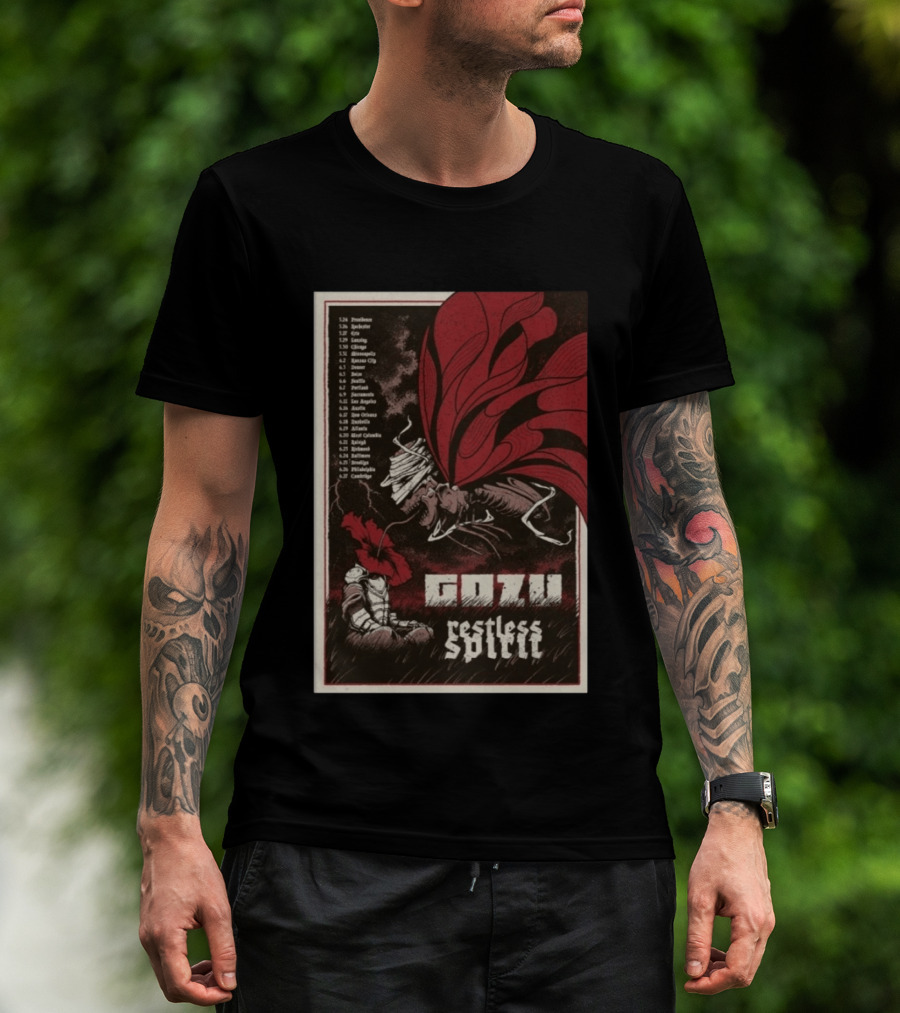 Gozu Restless Spirit Tour 2026 Providence Boston NYC Los Angeles Chicago Dates T-Shirt