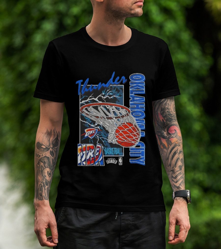 Oklahoma City Thunder NBA Basketball Net Lightning OKC T-Shirt