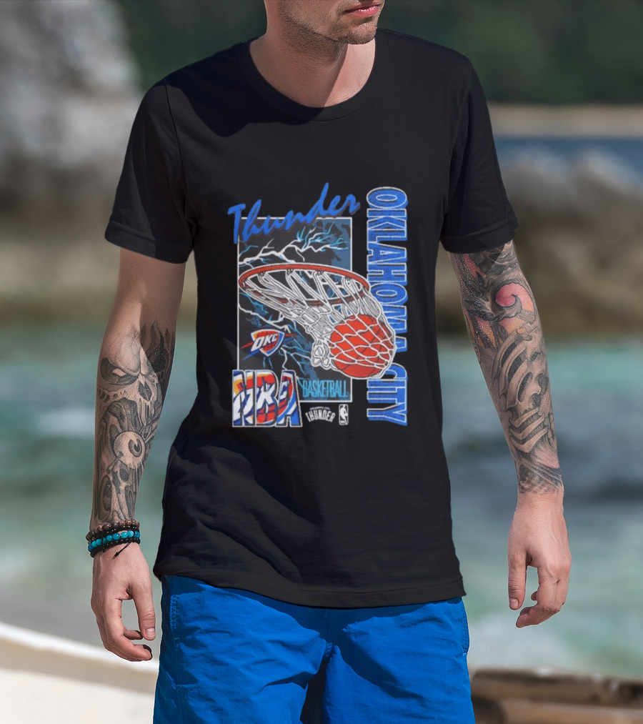 Oklahoma City Thunder NBA Basketball Net Lightning OKC T-Shirt