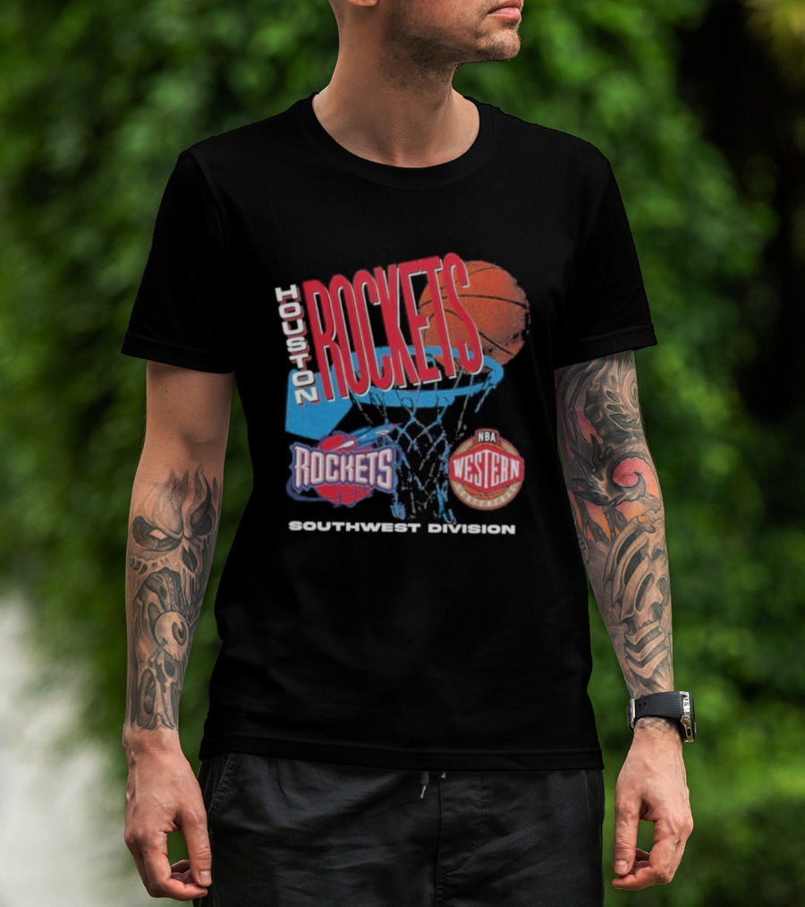 Houston Rockets Southwest Division NBA Western Hardwood Classics 90s Basketball Team T-Shirt