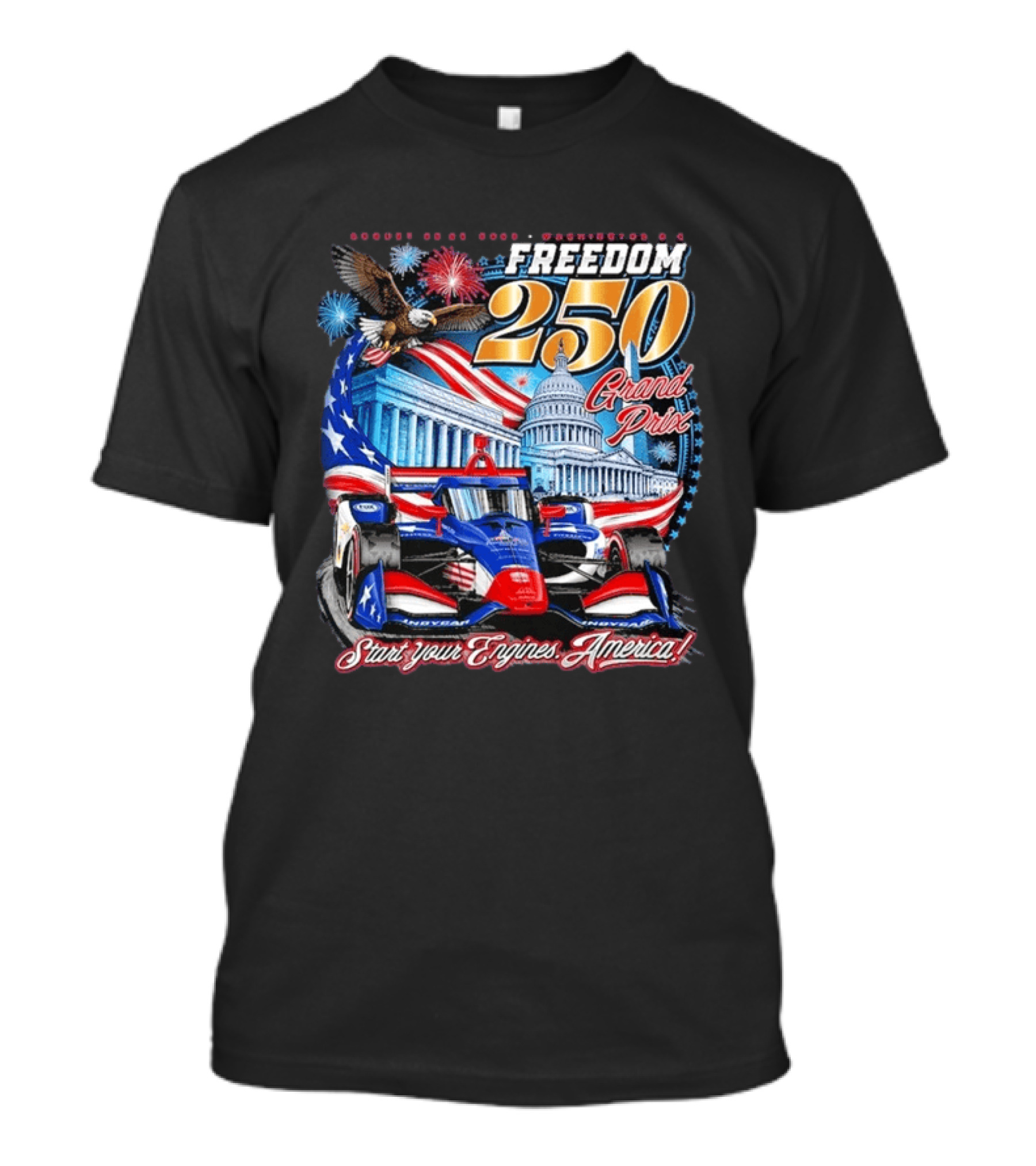 Freedom 250 Grand Prix Start Your Engines America Capitol Eagle Racecar T-Shirt
