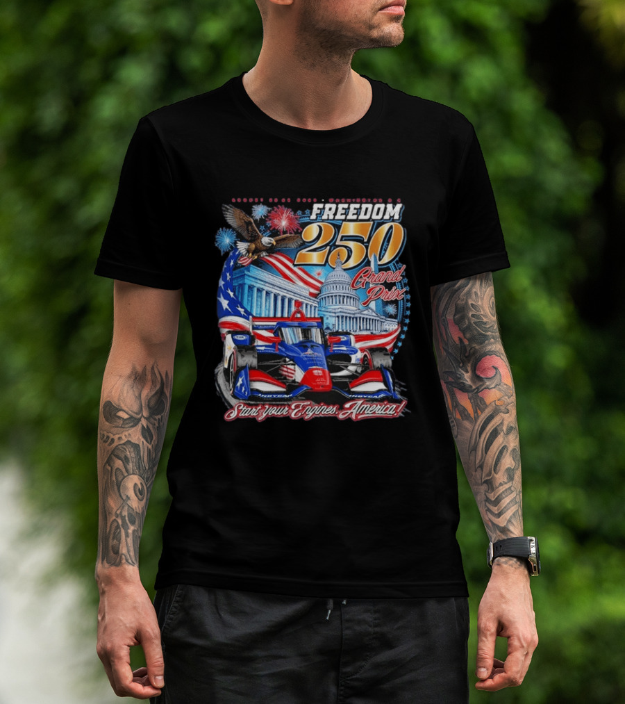 Freedom 250 Grand Prix Start Your Engines America Capitol Eagle Racecar T-Shirt