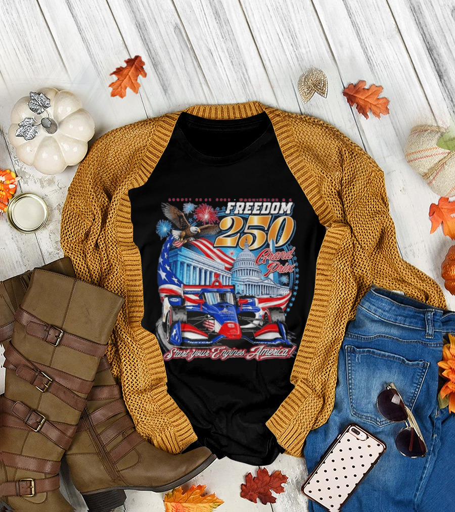 Freedom 250 Grand Prix Start Your Engines America Capitol Eagle Racecar T-Shirt