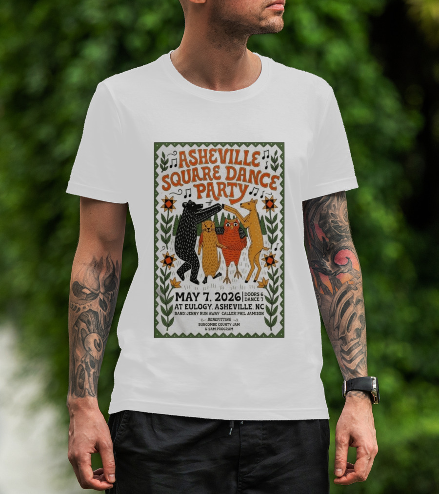 Asheville Square Dance Party May 7 2026 Eulogy NC Buncombe County Jam Benefit T-Shirt