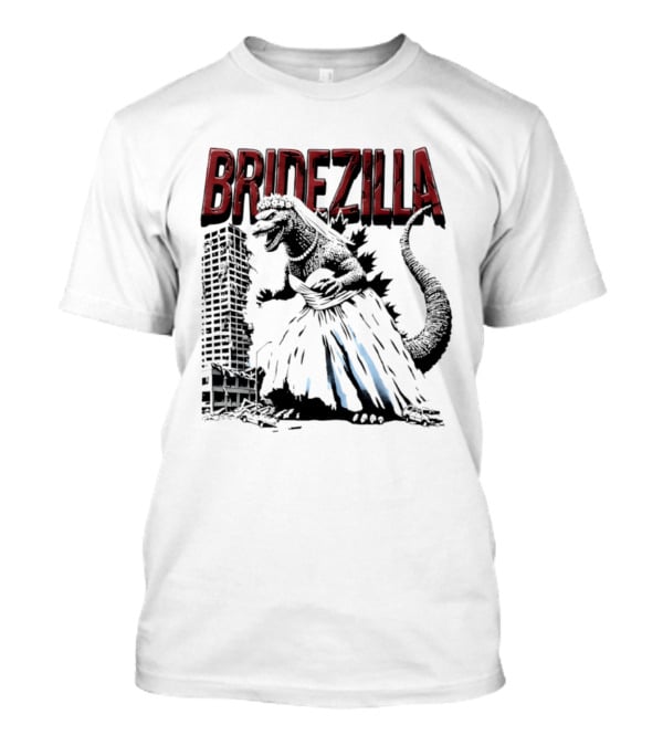 Bridezilla Godzilla Wedding City Monster Scene T-Shirt