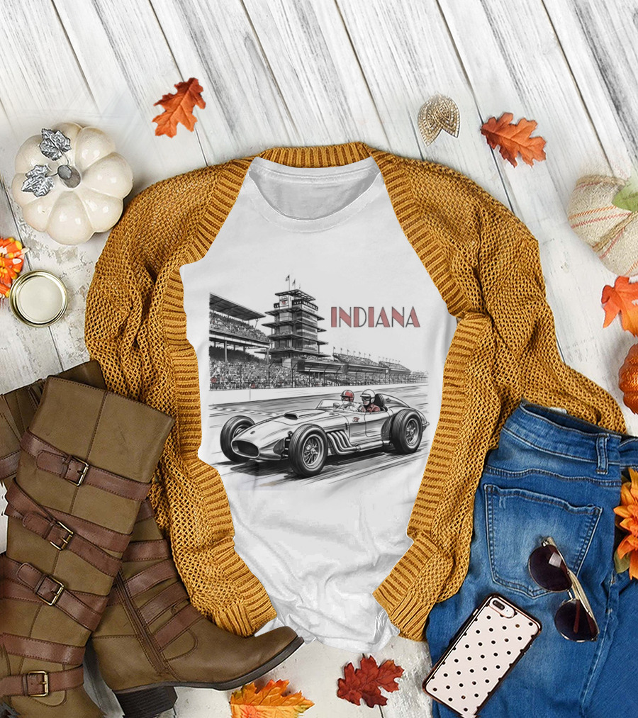 Indiana Indianapolis Motor Speedway Indy 500 Racing Car T-Shirt