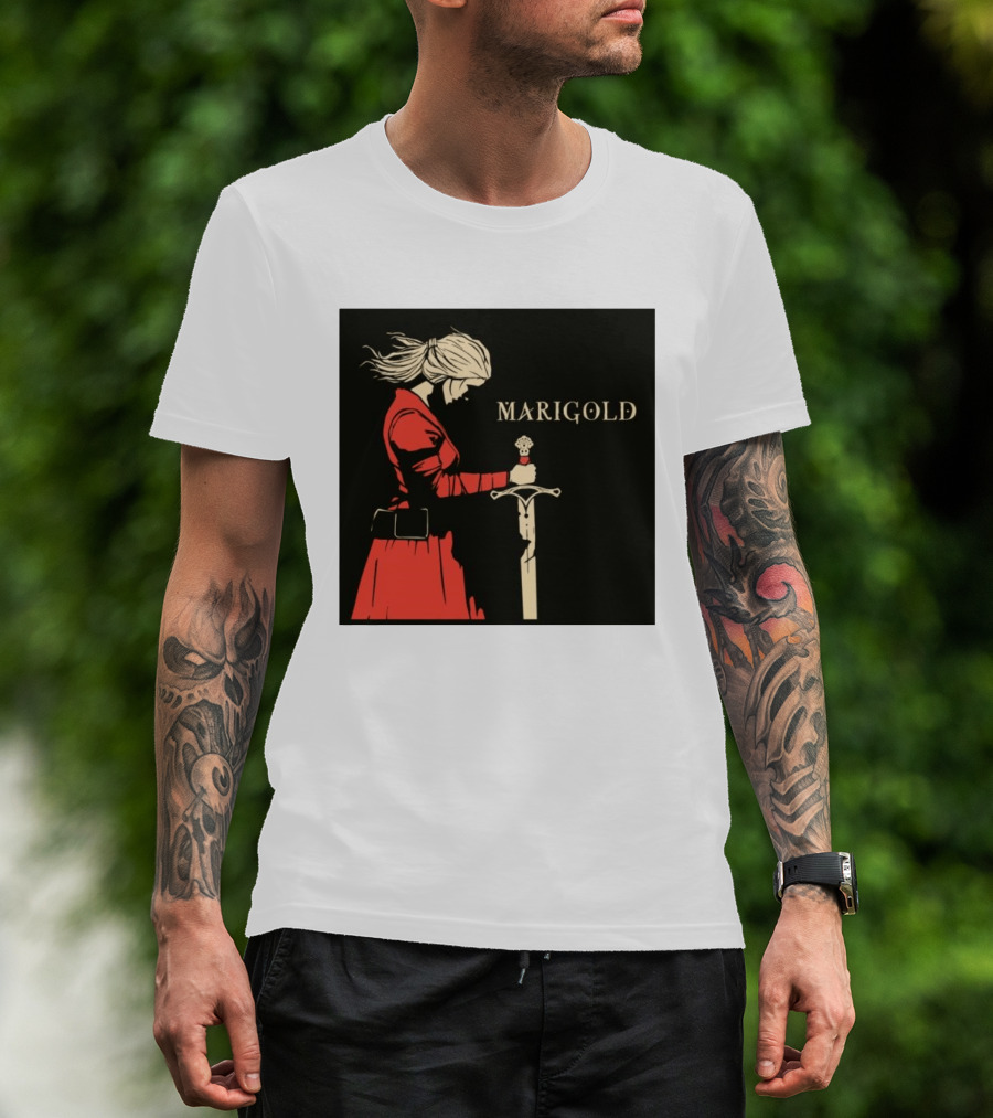 Marigold Witch Bolt Warrior Woman With Sword T-Shirt