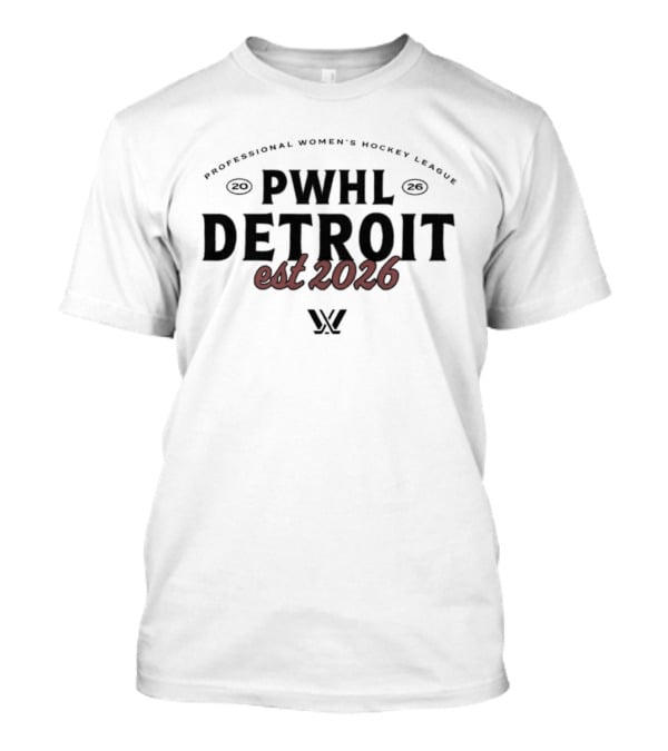 PWHL Detroit Est 2026 Professional Women's Hockey League Essentials T-Shirt