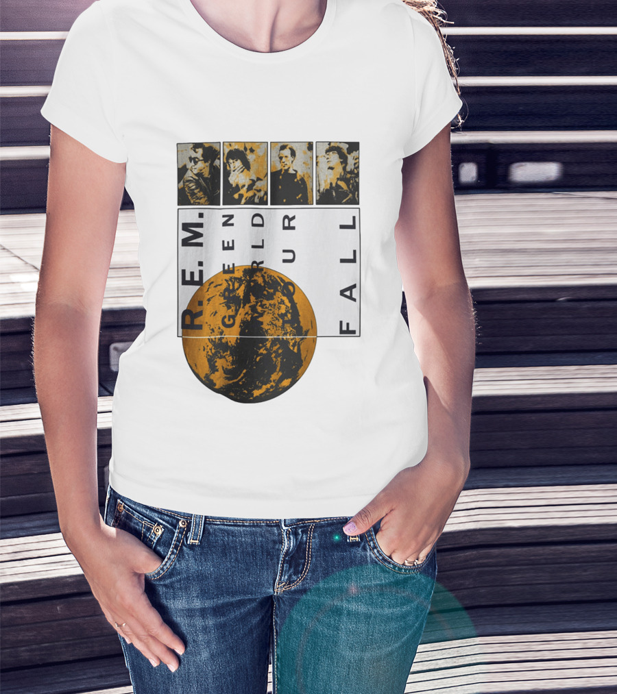 R.E.M. 1989 Green World Tour Fall Vintage Planet Band Photography T-Shirt