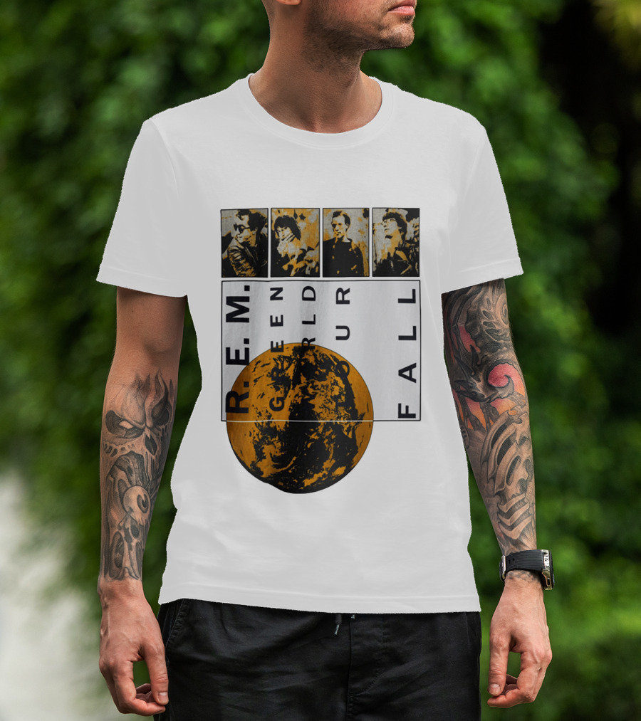 R.E.M. 1989 Green World Tour Fall Vintage Planet Band Photography T-Shirt