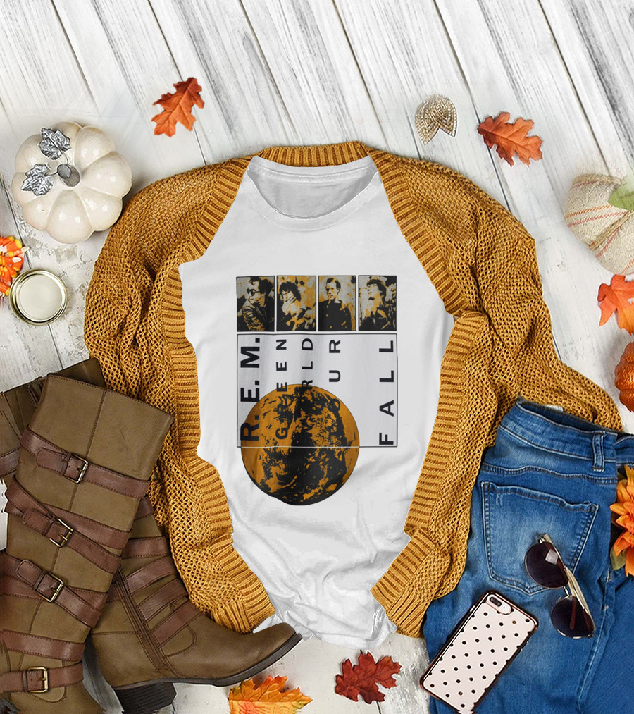 R.E.M. 1989 Green World Tour Fall Vintage Planet Band Photography T-Shirt